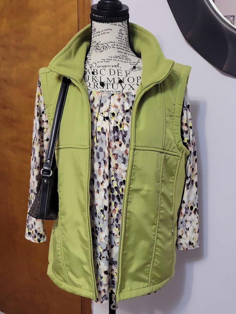 Light Green Quilted Sleeveless Vest with Stand Collar by BC Clothing